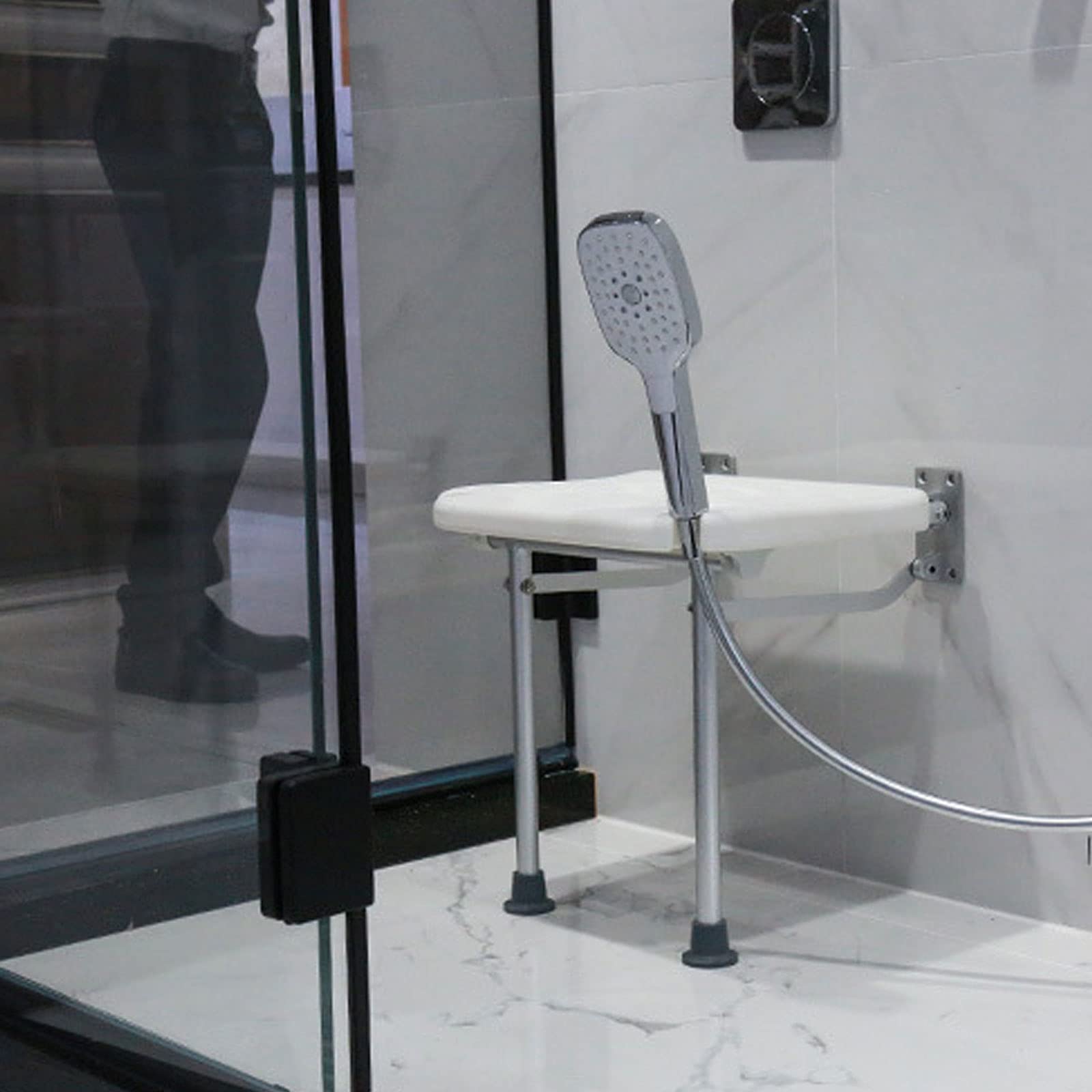 Silla Ducha Plegable,Asiento Ducha Montado Pared Taburete Baño,Silla Antideslizante Plegable Cuarto Baño Taburete Ducha Hogar,Mayor/Embarazado/Discapacitado,carga Máxima De 200Kg,silla de ducha