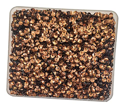 Image of eshoppee 200 gm, 2 mm Brown Color Round Shape Sequins Sitara, for Jewellery Making Embroidery Material Art and Craft DIY kit, Glitter Sequince Beads (17, 200 gm)