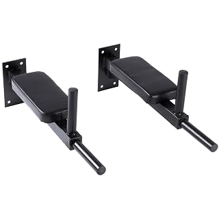 IRIS Fitness Wall Mounting Pull Up Bar for Dips, Leg Raise and Multiple Exercises - Heavy Duty Steel Construction with Foam Padding - Black
