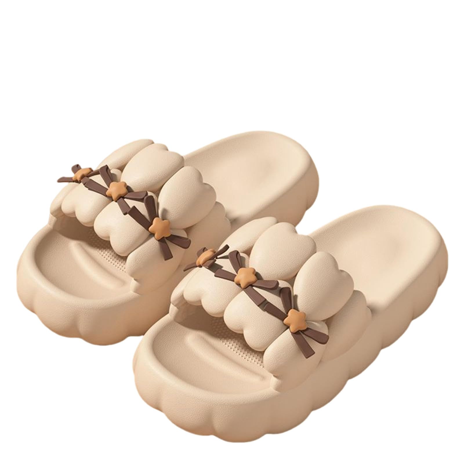 Gyios Summer Slippers For Women Shit-feeling In Summer, Indoor Home, Cute Bathroom, Non-slip Thick-soled Ls-beige-38-39