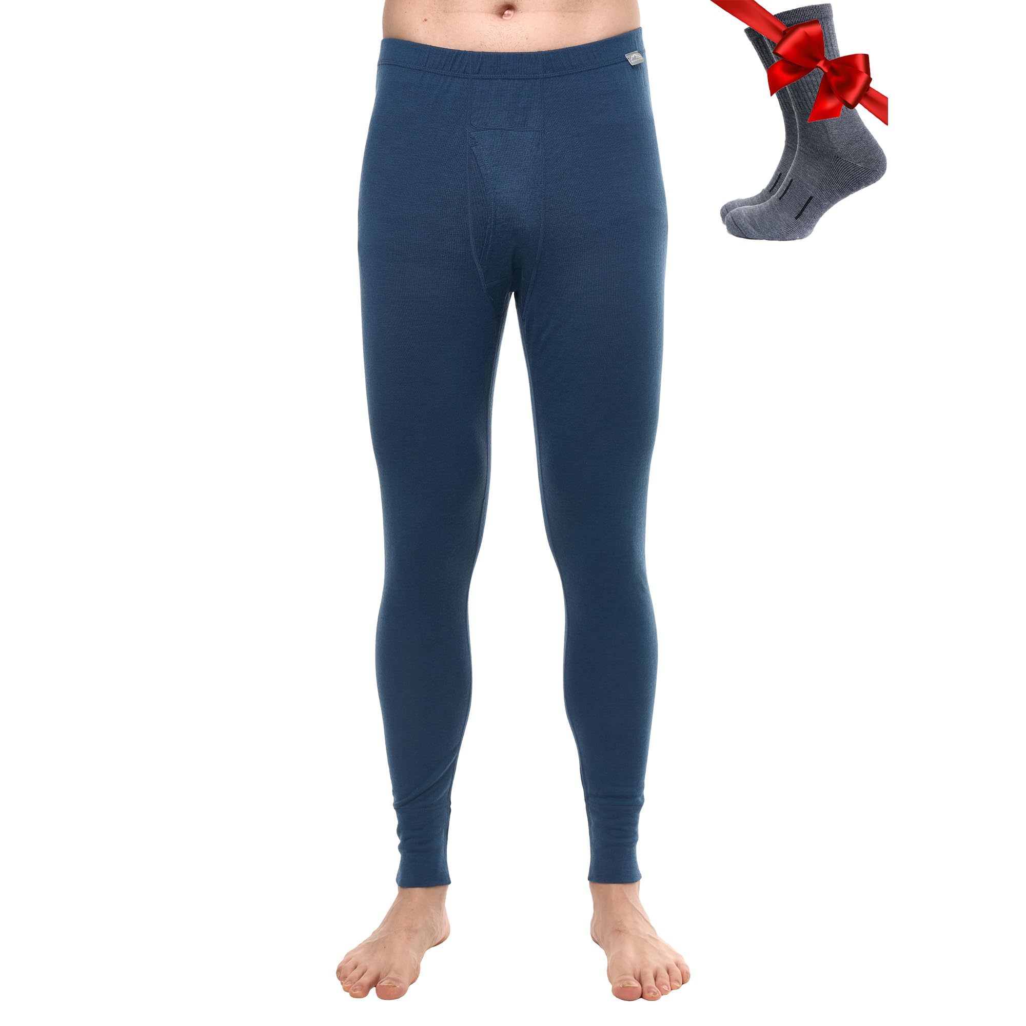 100% Merino Wool Base Layer Mens Pants - Thermal Underwear Long Johns