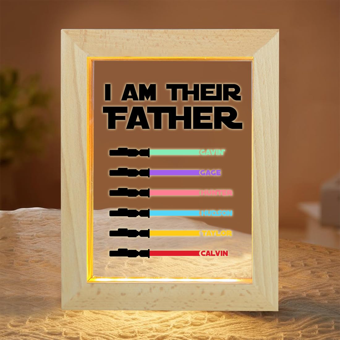 Personalized I Am Their Father Light, Custom Light up Colorful Saber with kids Names, I Am Father Sign,Happy Father's Day Night light Gift, Personalized I Am Father Gifts For Dad Grandpa (style 4)