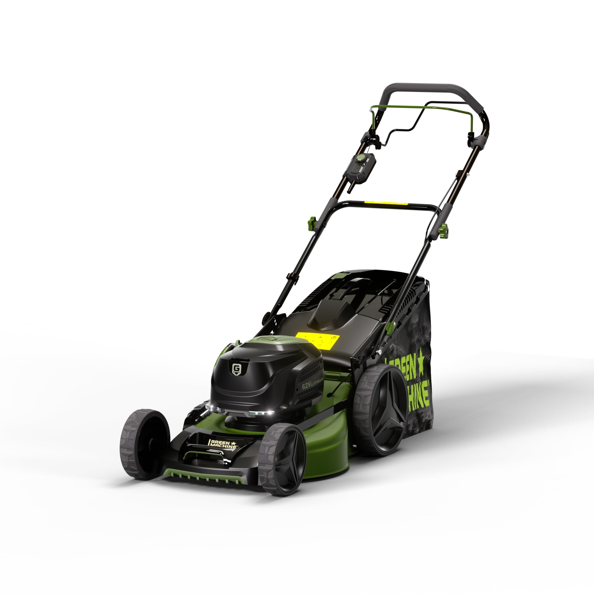 Green Machine Tagliaerba a Batteria, 62V 46cm 60L Autopropulso Deck in Acciaio Pieghevole con LED [SOLO STRUMENTO], Tagliaerba Elettrico Brushless SENZA Batteria e Caricabatterie