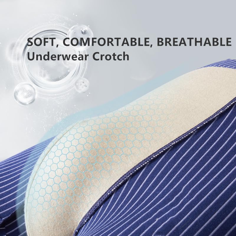 Men's Striped Modal Boxer Briefs Breathable Underwears Moisture-Wicking Stretch Trunks,4-Pack3