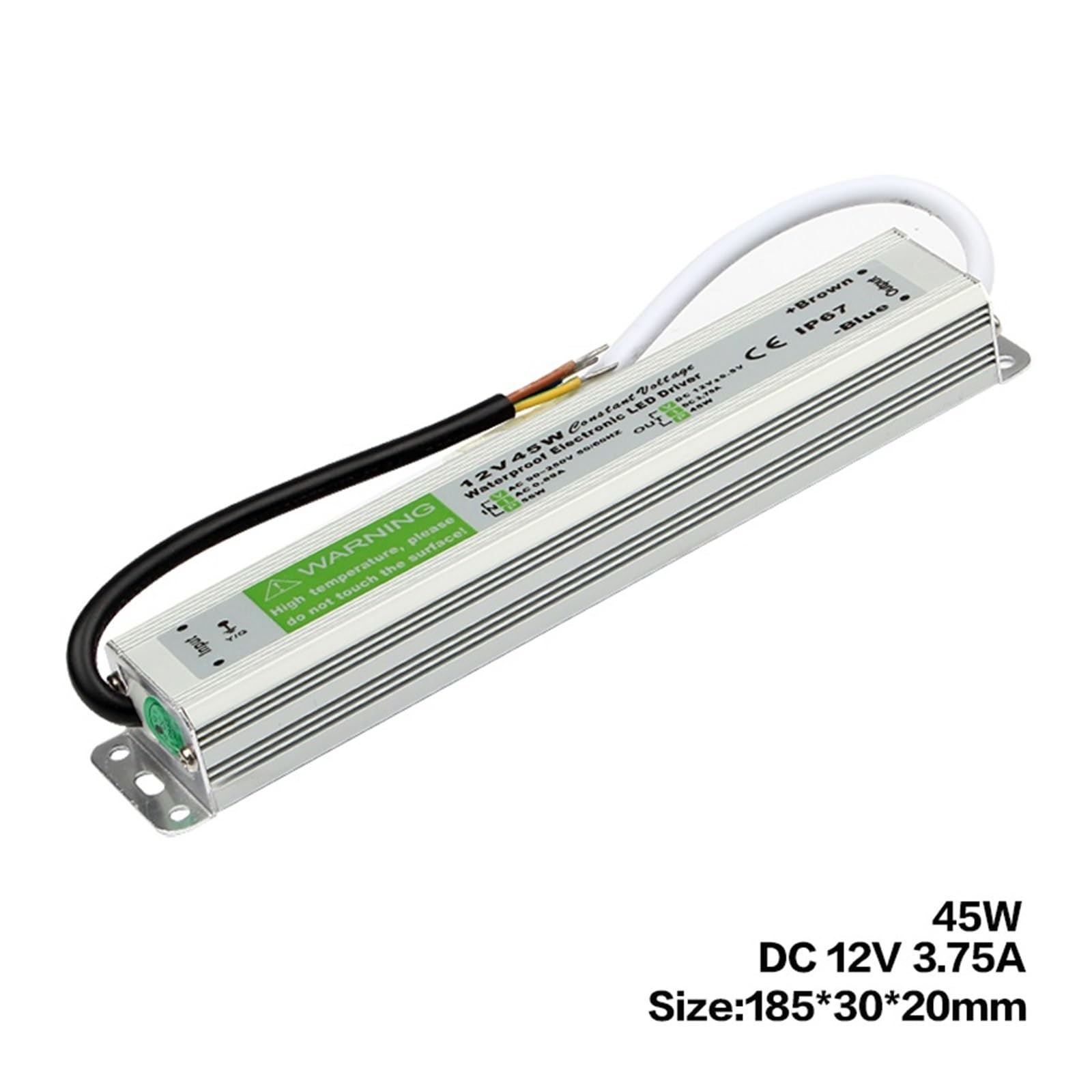 AC110V-260V a DC12V/24V 10W 20W 30W 50W 80W 100W IP67 trasformatore LED impermeabile alimentatore elettronico in lega di alluminio(10W,DC 12V)