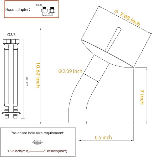 Miniatura 2 de Grifo de recipiente de baño, caño de vidrio en cascada, latón macizo, lavabo, lavabo, grifo de tocador cromado de una sola manija, un agujero,