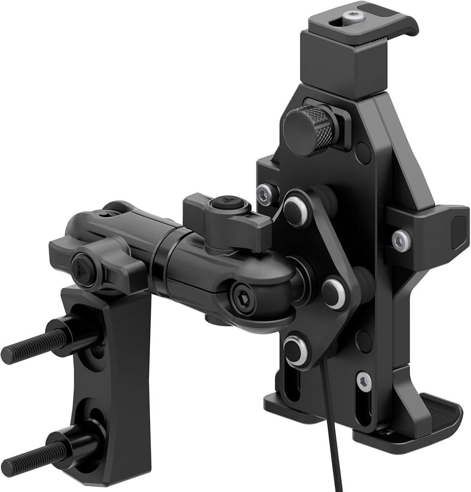 Tackform Aluminum Black Motorcycle Perch/Brake/Clutch Reservoir Adventure Phone Mount - Vibration Dampening and Wireless Charging | 3.5” Arm | Compatible with Harley-Davidson, Gold Wing, More