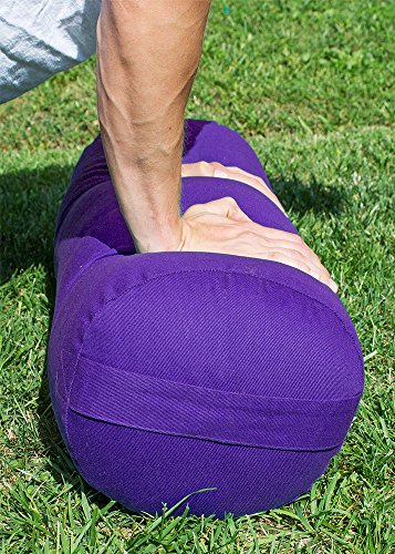 YogaAccessories MAX Support Deluxe Round Cotton Yoga Bolster, Purple - Thumbnail 3