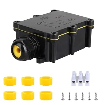 Waterproof IP68 Outdoor 2 Way Junction Box - Wire Range 4-15mm, Underground Electrical Box 1 Pack