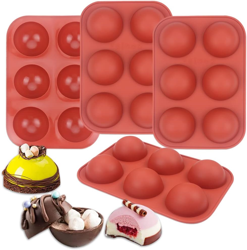 2" Semi Sphere Silicone Mould 4 Packs Medium Half Round Baking Tool for Making Hot Chocolate Bomb Cake Jelly Dome Mousse Pudding DIY Christmas Gift