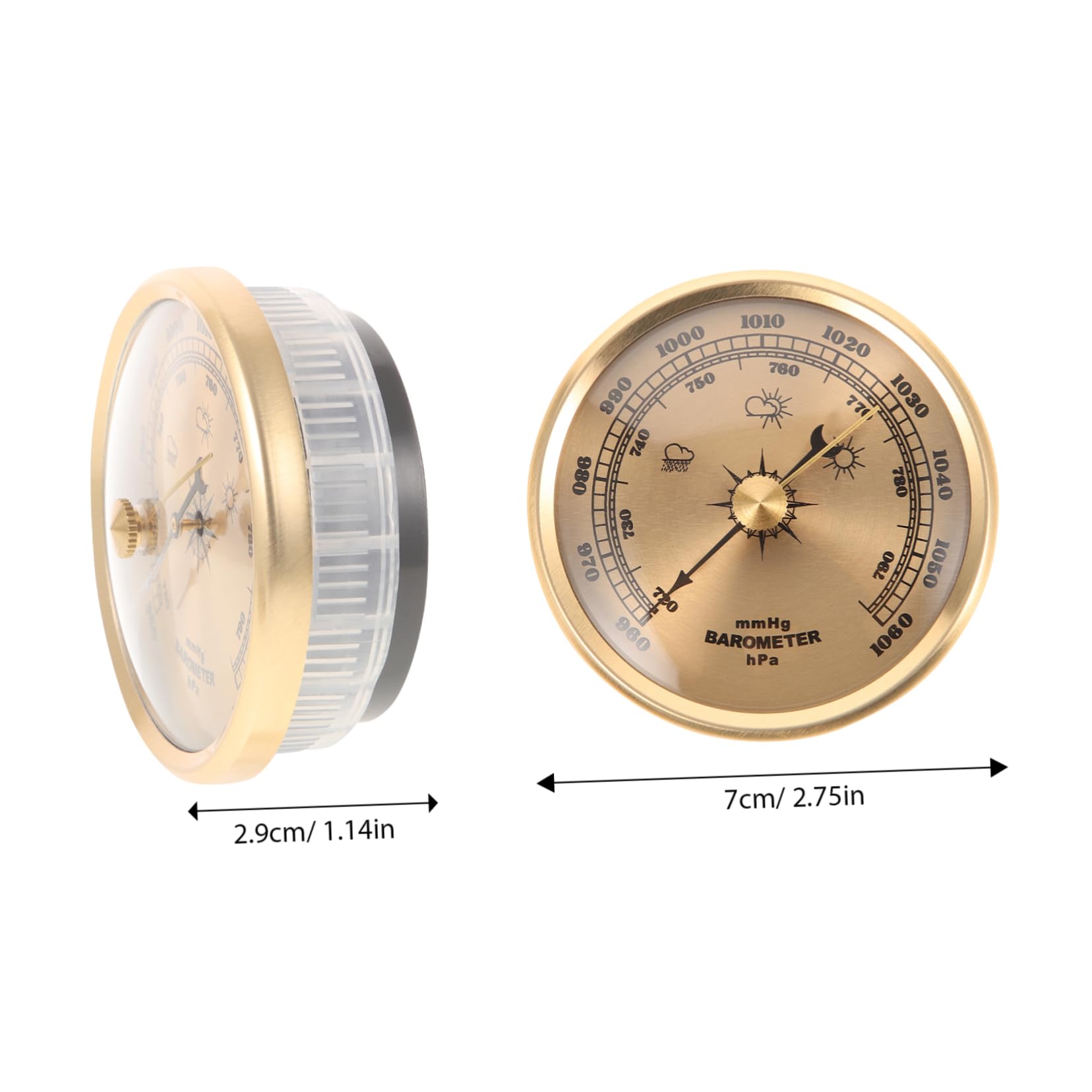 BESPORTBLE Barómetro Analógico Ajustable Con Esfera De Diseño De Punteros Medidor Presión Aire Doméstico Portátil Indicador Lluvia y Sol Para Uso Hogar y Exterior Herramienta Compact