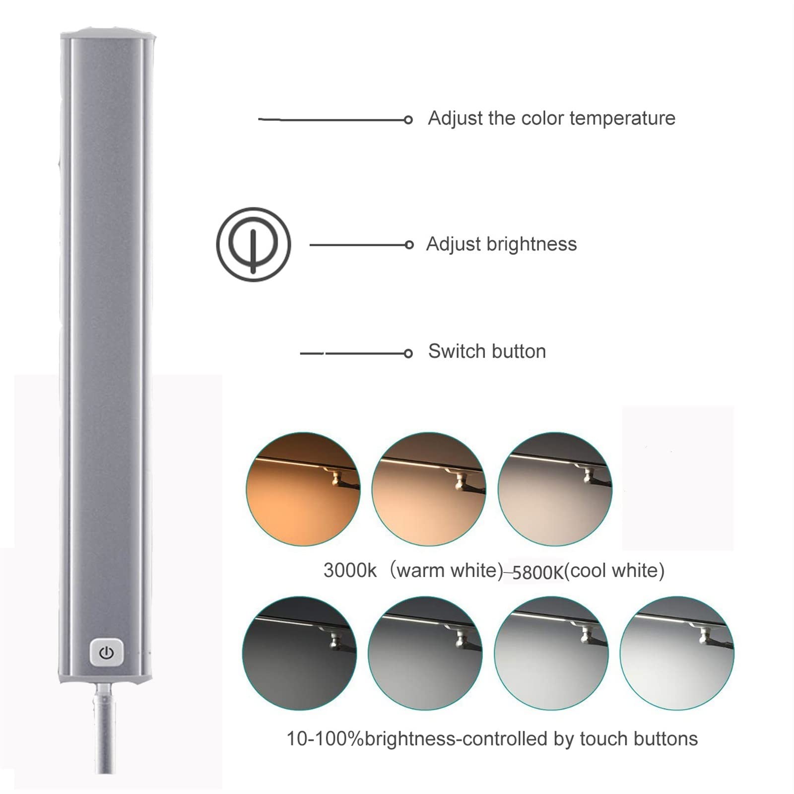 Tischlampe Metallschwung Arm Arm und Verstärker; Aufgabenlampe mit schrittloser Dimmel- und Verstärkungsfunktion; drei Lichtmodi -Funktionen und für jede Anwendung einstellbar (Schwarz) innovate