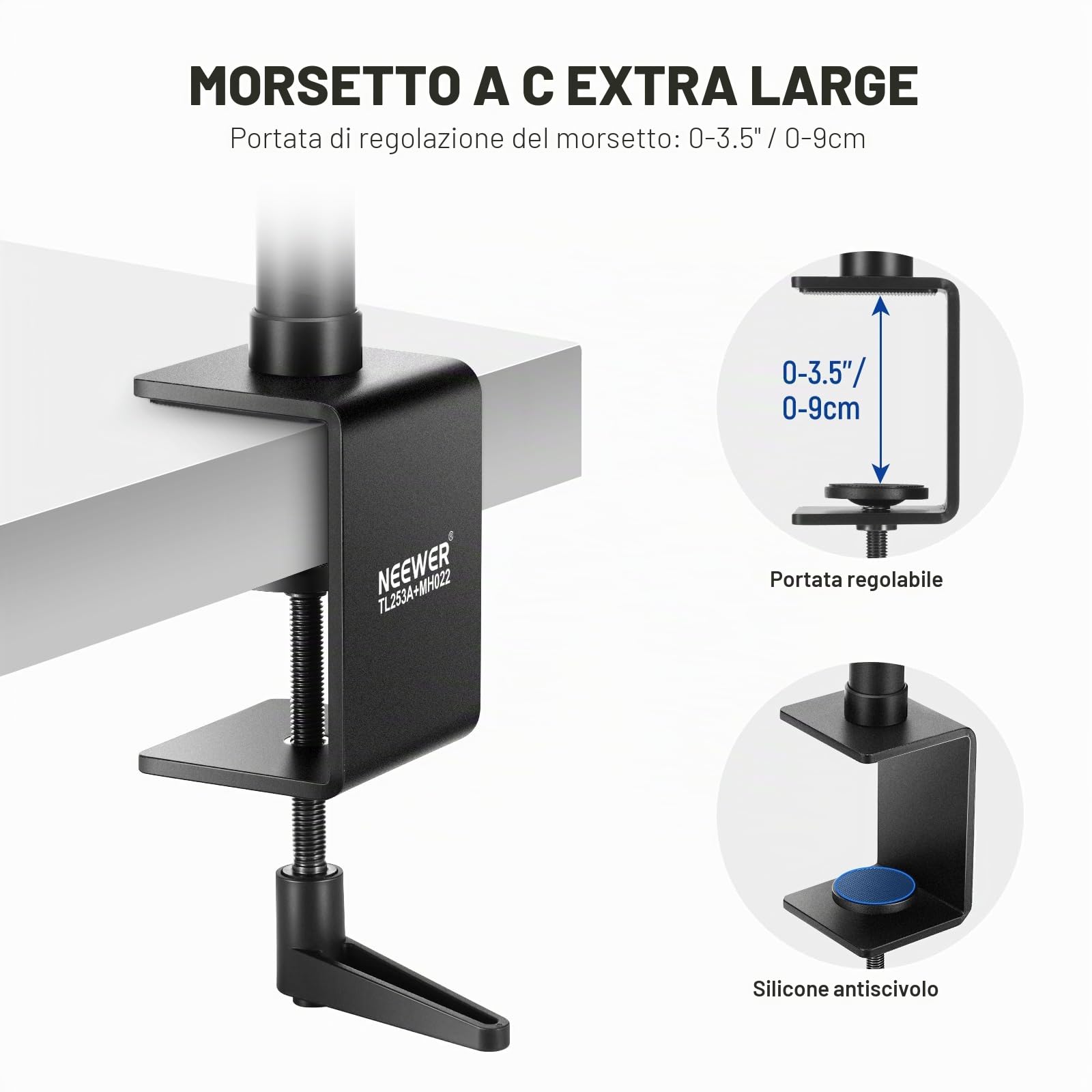 NEEWER Supporto Fotocamera da Alto Aggiornato+Braccio Fotocamera Ripieghevole(Max 2lb),1.2m Supporto Tavolo Telescopico (Max 8,8lb) con Portatelefono Testa Sfera per Luce LED Webcam Mic,TL253A+MH022