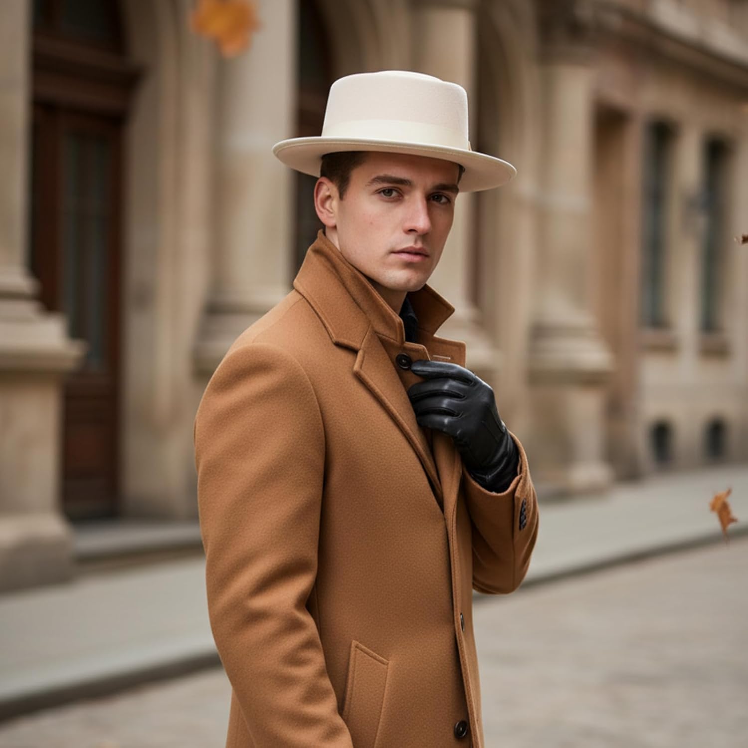 FADACHY Fedora Hats for Men & Women Pork Pie Hat Flat Top Felt Hats Panama Wide Brim Dress Hat