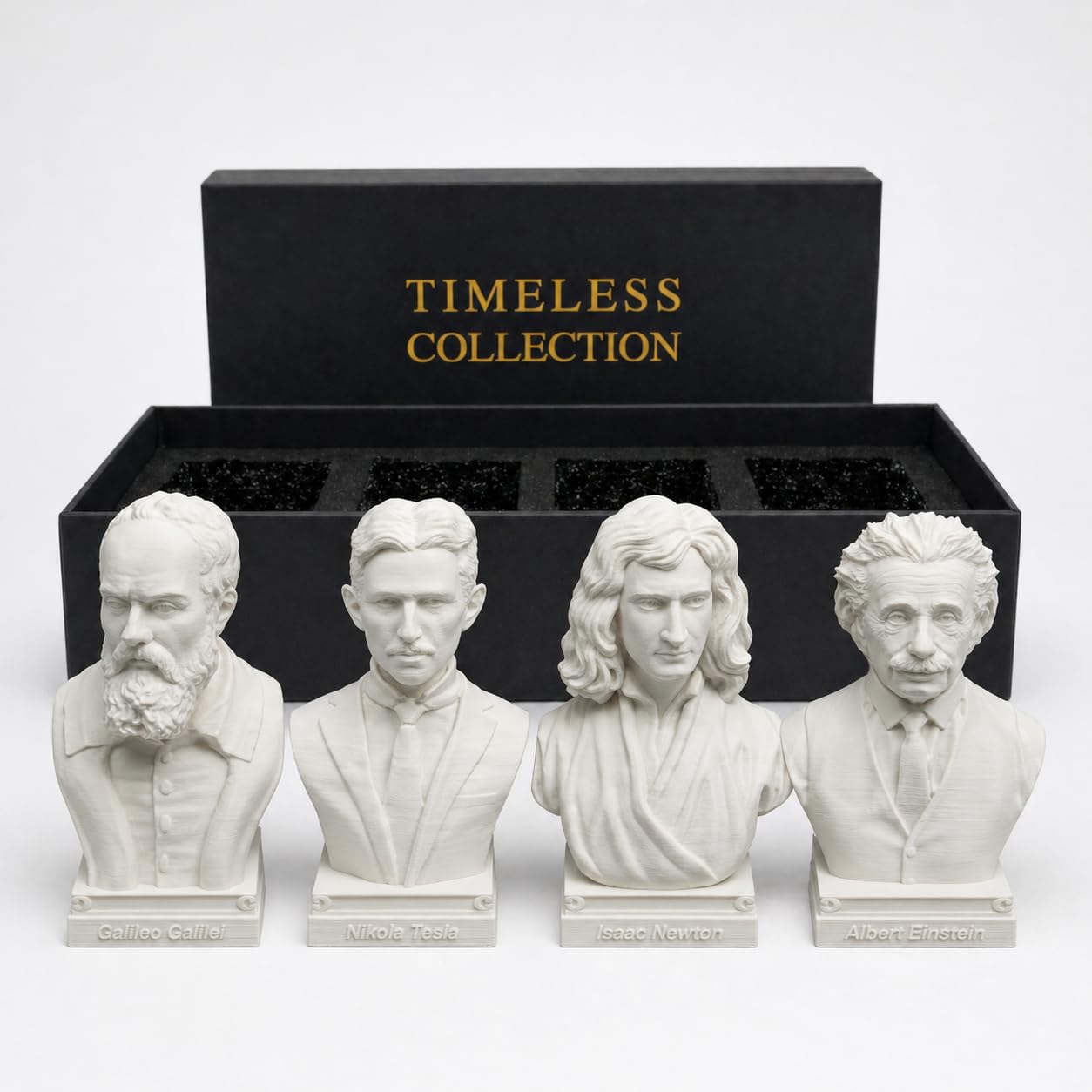 Mini Bust Newton Einstein Galileo Tesla Scientist Figurines, Physics Teacher Gift, STEM Enthusiasts Classroom and Desk Decor (Famous Physicists)
