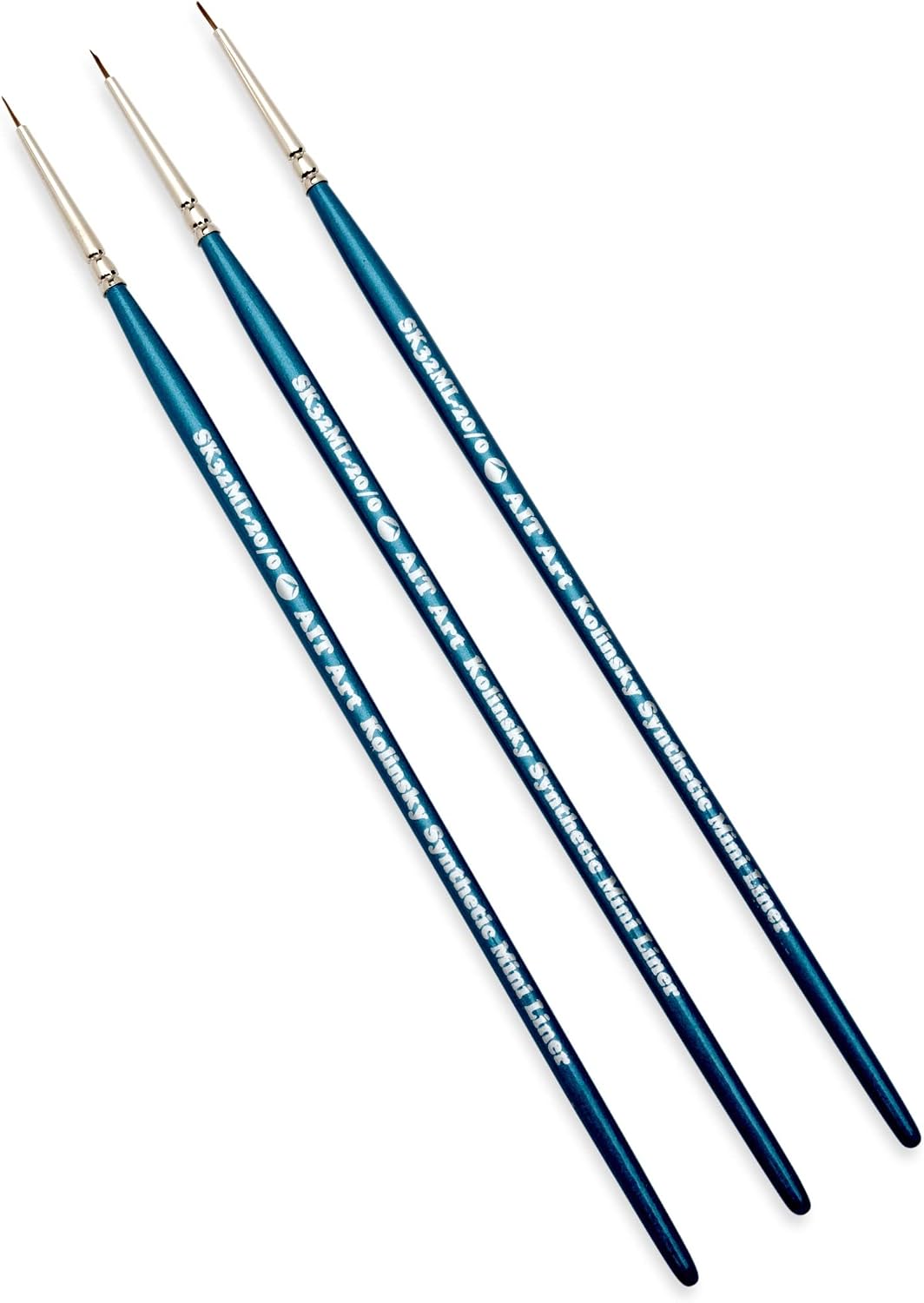 AIT Art Select Mini Liner Detail Paint Brushes, Size 20/0, Pack of 3, Synthetic Kolinsky Sable, Set Assembled in USA for Trusted Performance and Crafting Exquisite Details