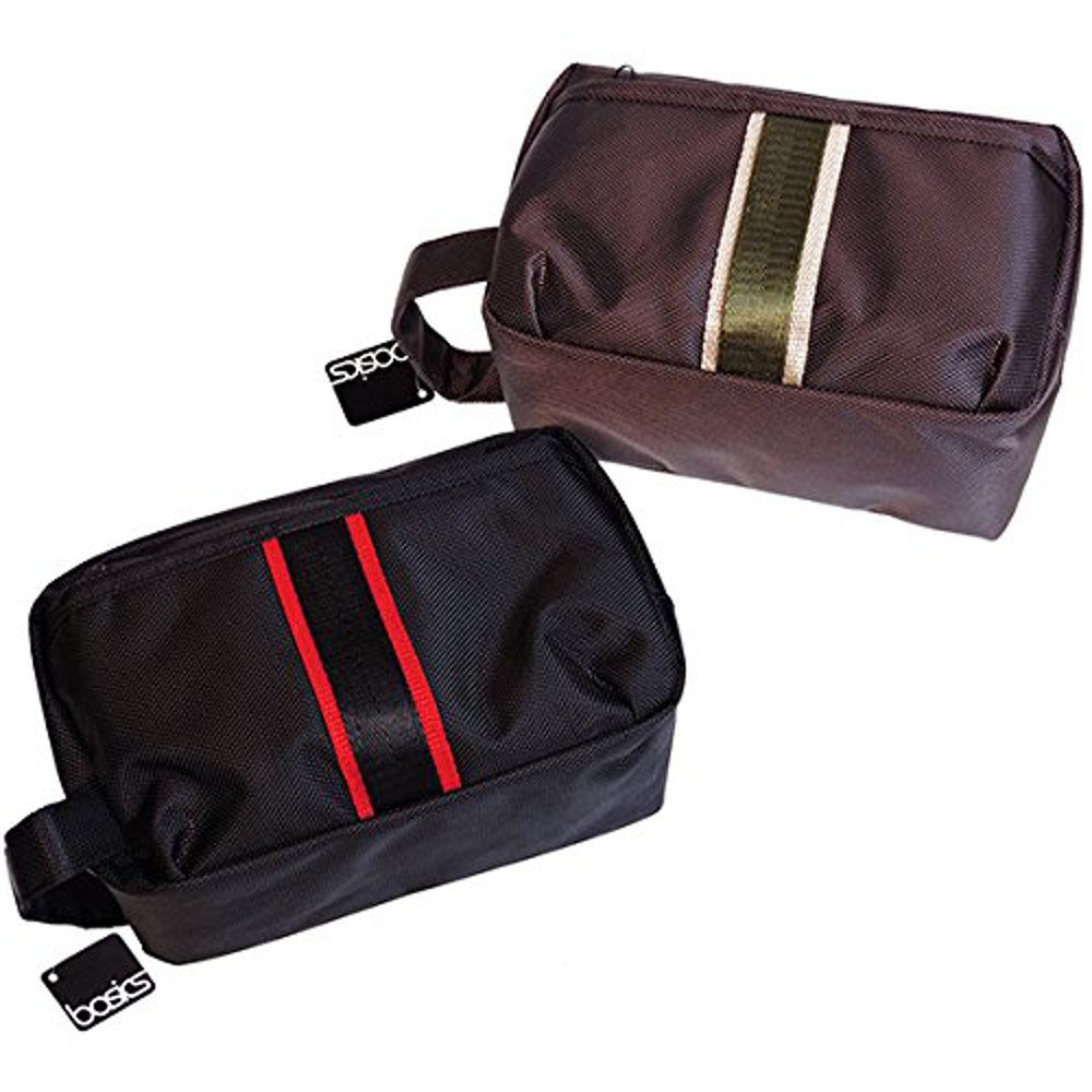 BasicsToiletry Shaving Bag Set (One Brown and one black)