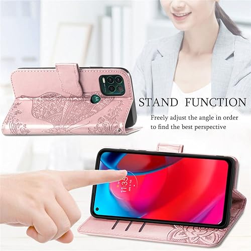 Miniatura 5 de COTDINFOR Compatible con Motorola Moto G Stylus 5G Funda con purpurina y soporte de piel con diseño de mariposa de diamante a prueba de golpes para