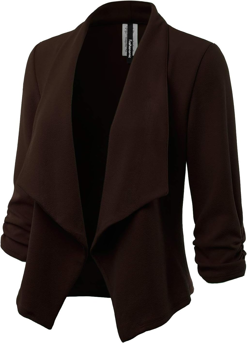 Women's Stretch 3/4 Gathered Sleeve Open Blazer Jacket (Made in USA) image 2