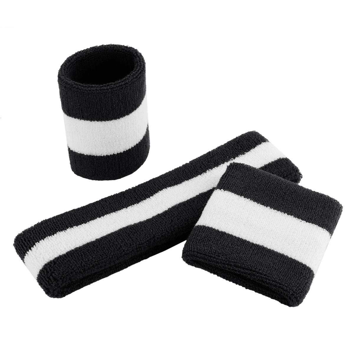 ONUPGO Schweißband-Set, Sport-Stirnband, Armband-Set (6 Stück) Schweißbänder aus Frottee, Schweißband, Stirnband, Feuchtigkeitstransport, Schweißabsorbierendes Stirnband