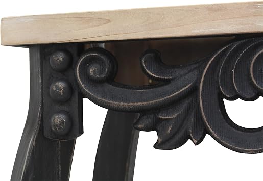 VELOVE Antique Console Table with Carved Details, 47 x 15 x 30 inches (Black/Natural)