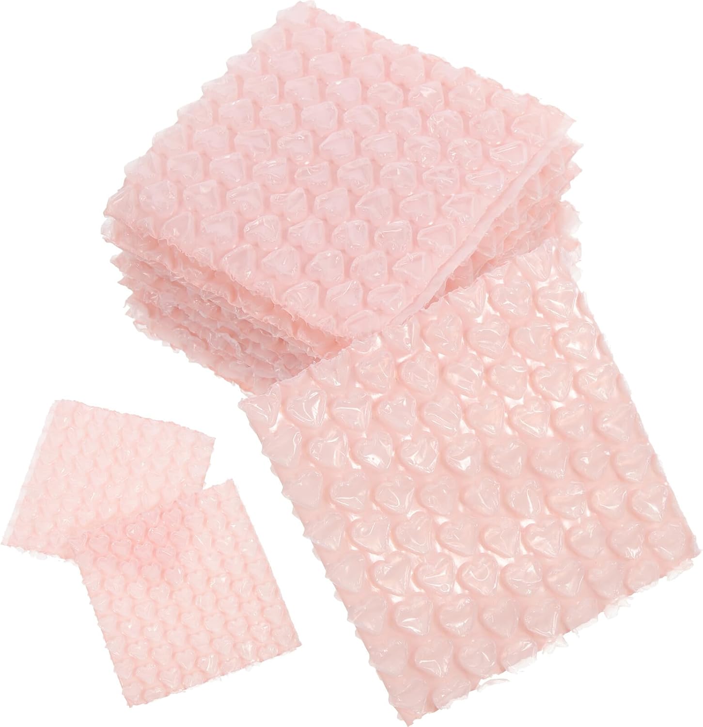 VALICLUD 60Pcs Heart-Shaped Bubble Pouches for Packaging Thickened Shockproof Bubble Cushioning Bags in Pink Gradient Protective Wrap for Shipping and Moving