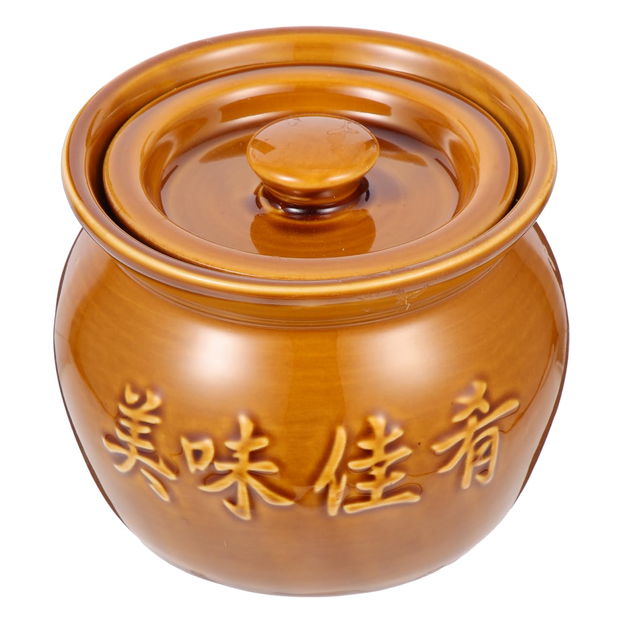 Happyyami Pequeño guiso de cerámica con tapa olla de loza china Cocotte utensilios de cocina asiáticos para cocinar sopas en la cocina en casa