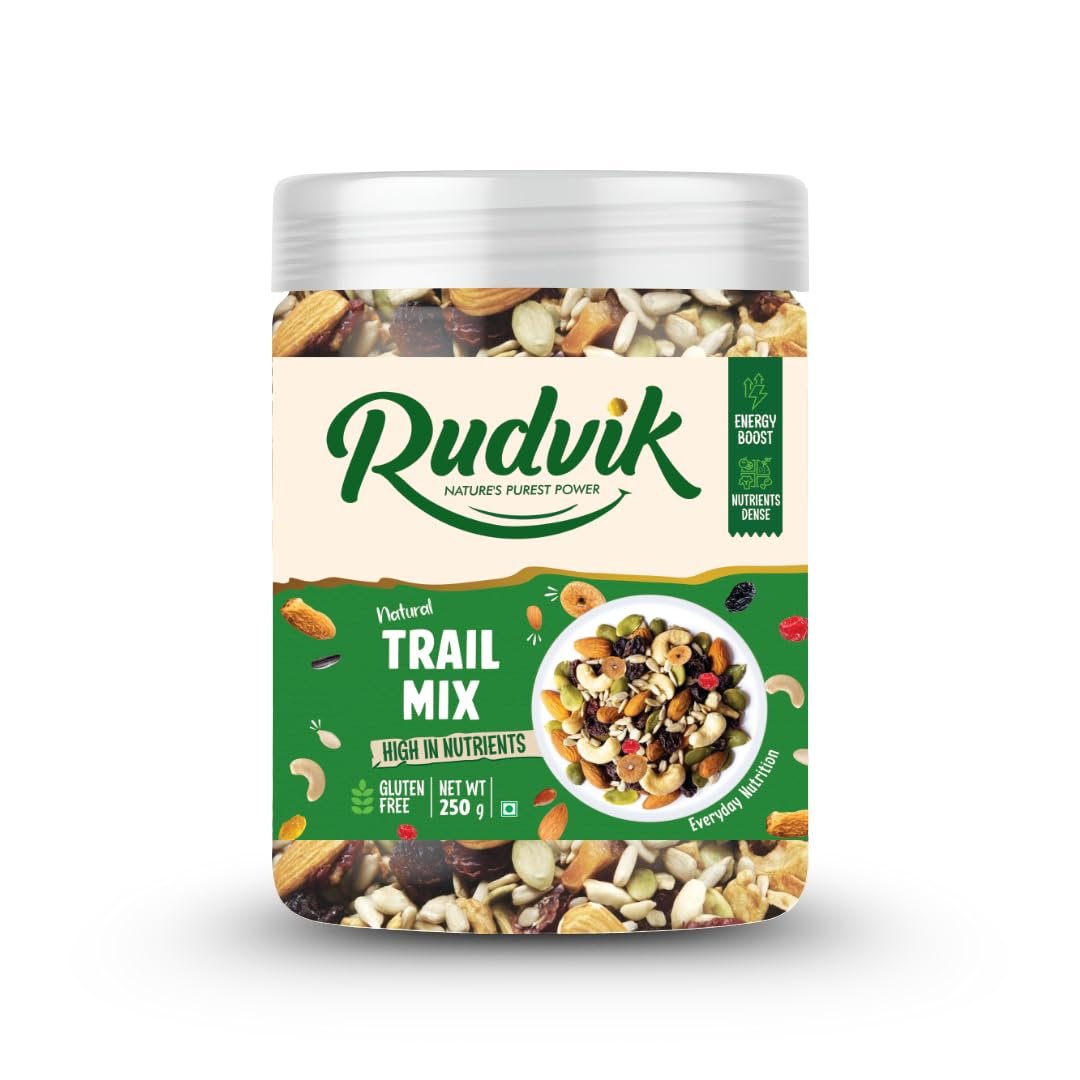 RUDVIK Trail Mix Health Dry Fruits Mix, Premium | Healthy Mixed Nuts with Dry Fruits | Almonds | Cashews | Cranberry | Pumpkin Seeds | Candied Amla, Reusable Jar (1Kg)-image-29