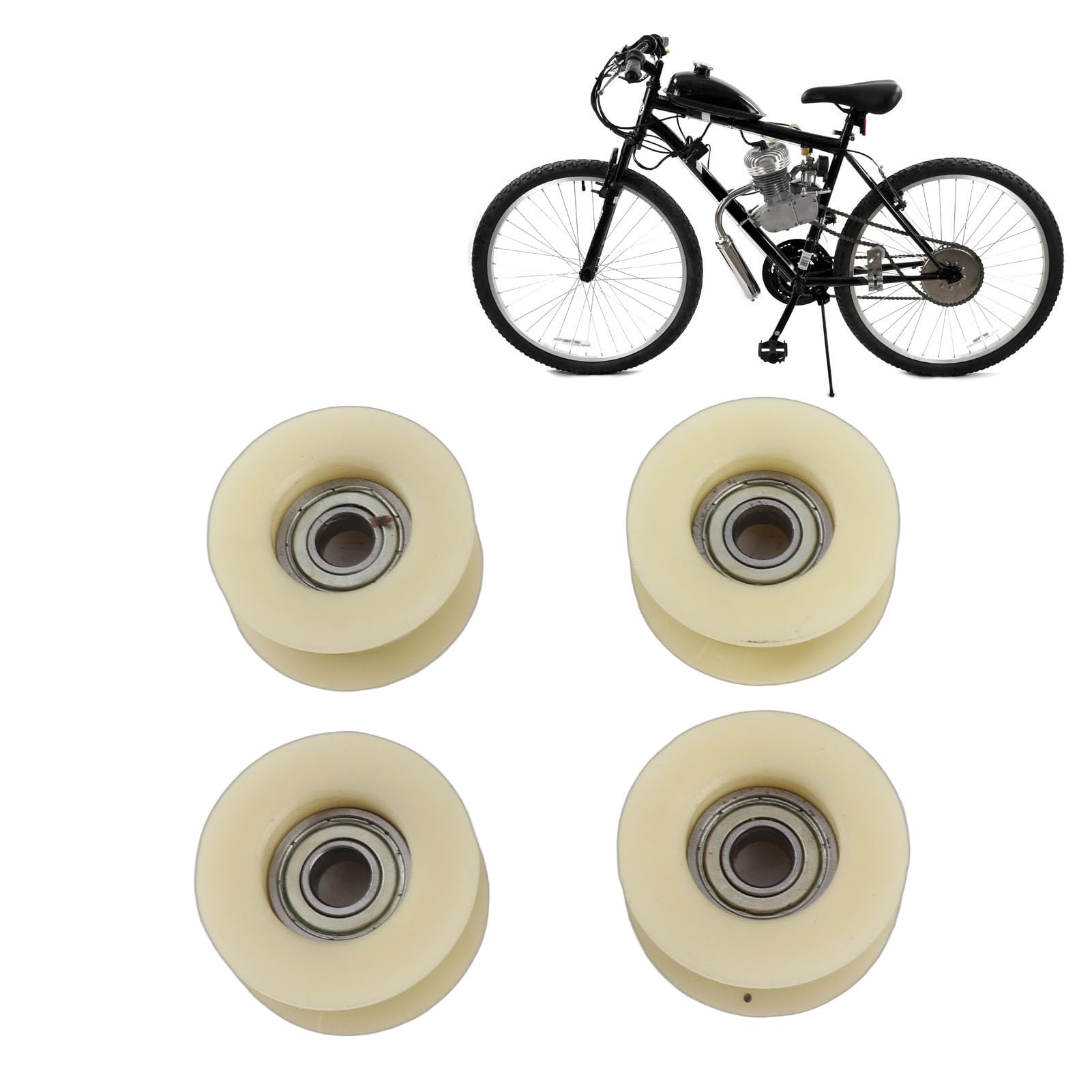 4 Pièces Rouleau Tendeur de Chaîne Haute Résistance Robuste Moto Rouleau Tendeur de Chaîne pour Moteur Vélo 49cc 66cc 80cc