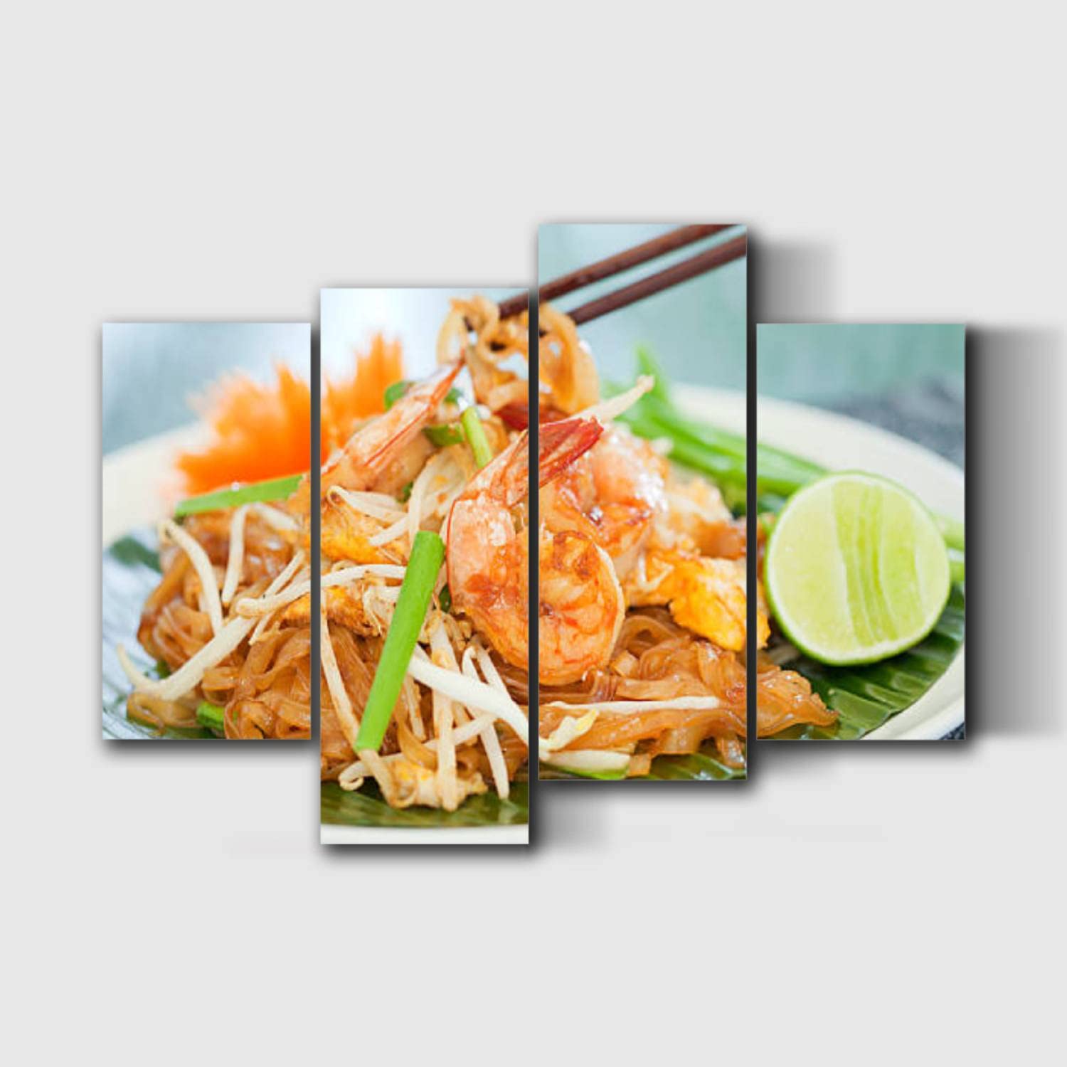 UJOYAFZSIM Pad Thai Thai Food Canvas Prints Wall Decor 4 Pieces Modern Kitchen Art Decor for Living Room Bedroom Bathroom Office Restaurant