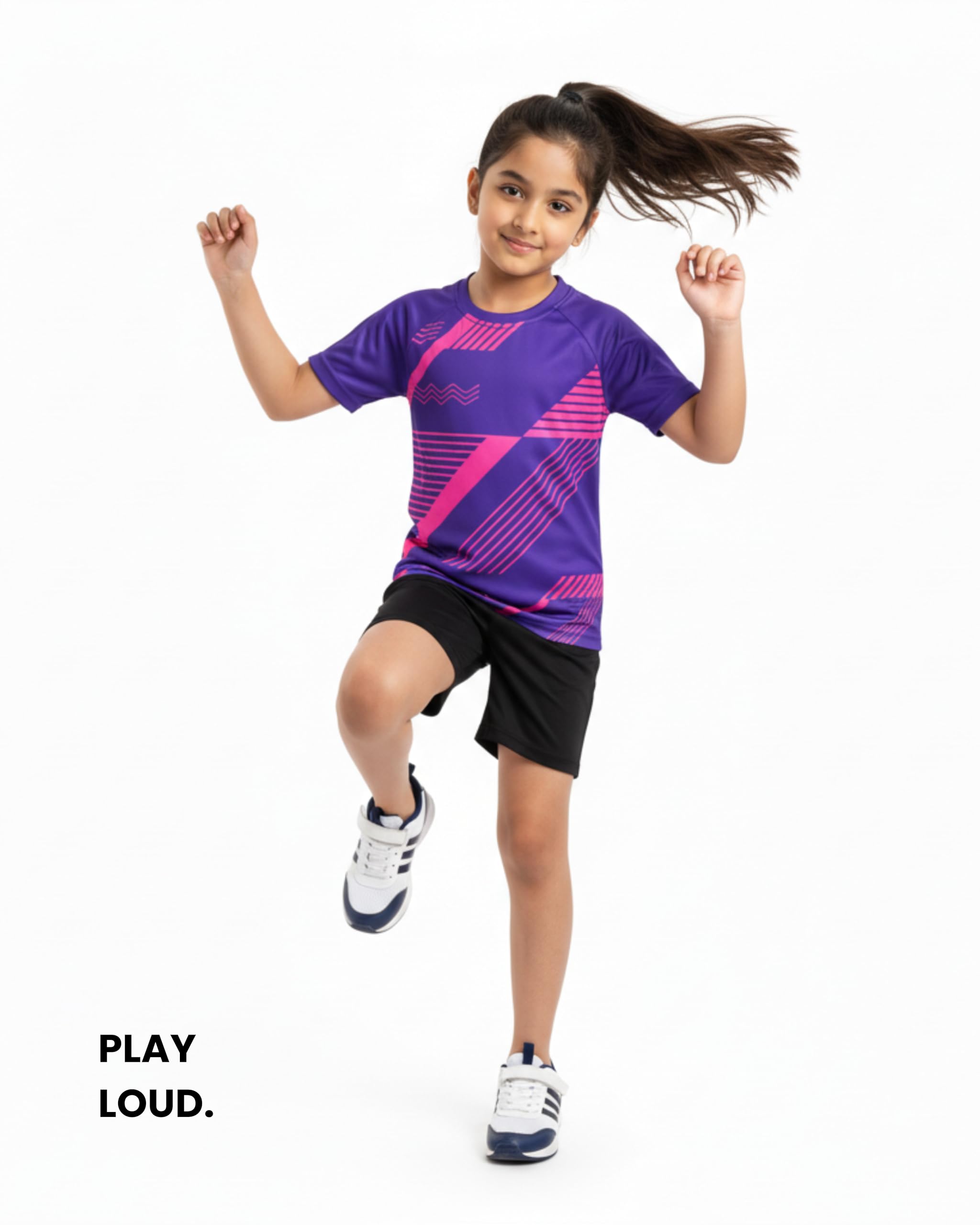 JUMPSLICE Girls Dry-Fit Sports T-Shirt | Quick-Dry Moisture-Wicking Raglan Half Sleeve Activewear for Kids 4-15 Yrs | Running, Yoga, Gym & Outdoor Play (in, Age, 12 Years, 13 Years, Regular, Purple) 2
