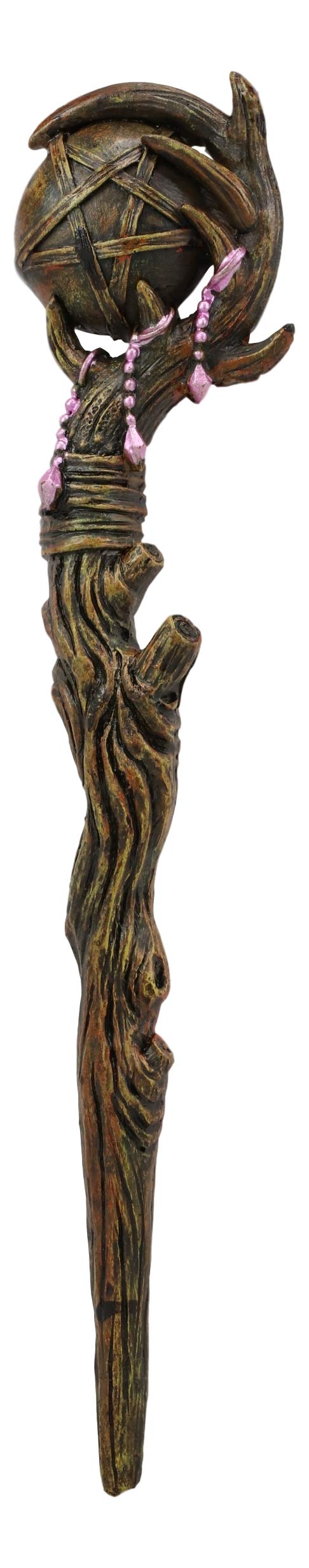 Ebros Witches Wizards and Sorcerers Fantasy Cosplay Wand Decorative Magical Spells Sorcery Costume Prop Accessory Decor Collectible Figurine (Pentagram Sceptre Orb)