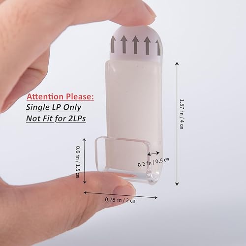 Miniatura 2 de Antilope Soporte de pared para discos de vinilo, sin tornillos, 6 juegos de ganchos autoadhesivos de vinilo acrílico transparente, estante para