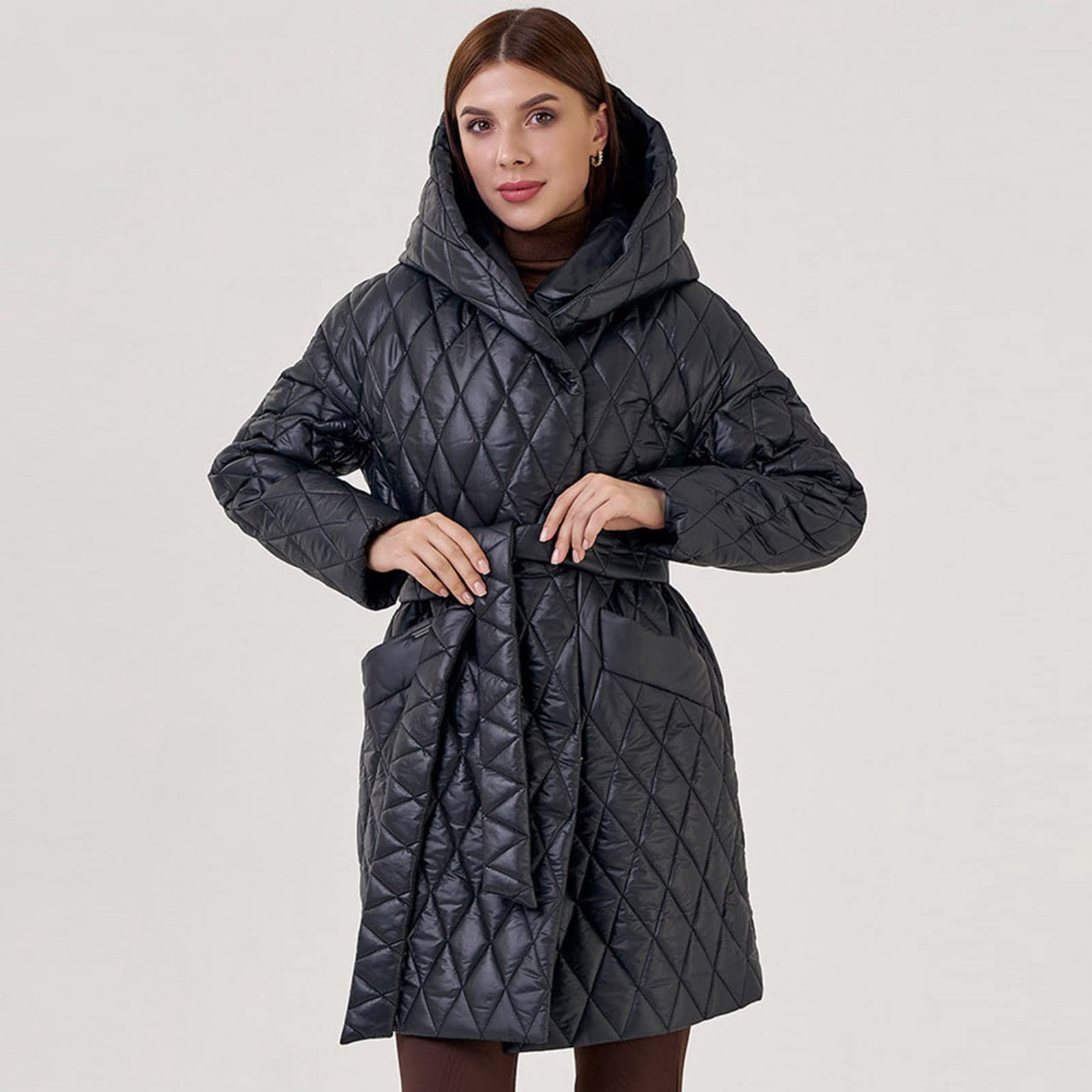 Generico Piumino Donna Senza Piumino Lungo con Cappuccio Ripiegabile Piumini Elegante Giacca Ripiegabile Donna Giacconi Invernali Taglie Grandi Cappotto Ultraleggero Giubbotti Imbottiti Giubbini