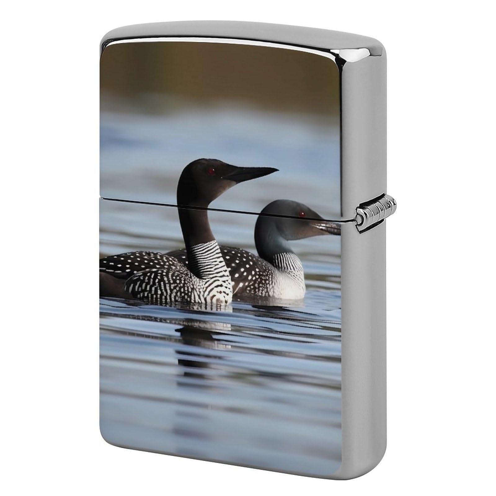 Loon Birds Lighter Case Cover Vintage Metal Lighter Sleeve Reusable Lighter Protective Cover Decorative Lighter Holder Birthday Gifts for Men Women