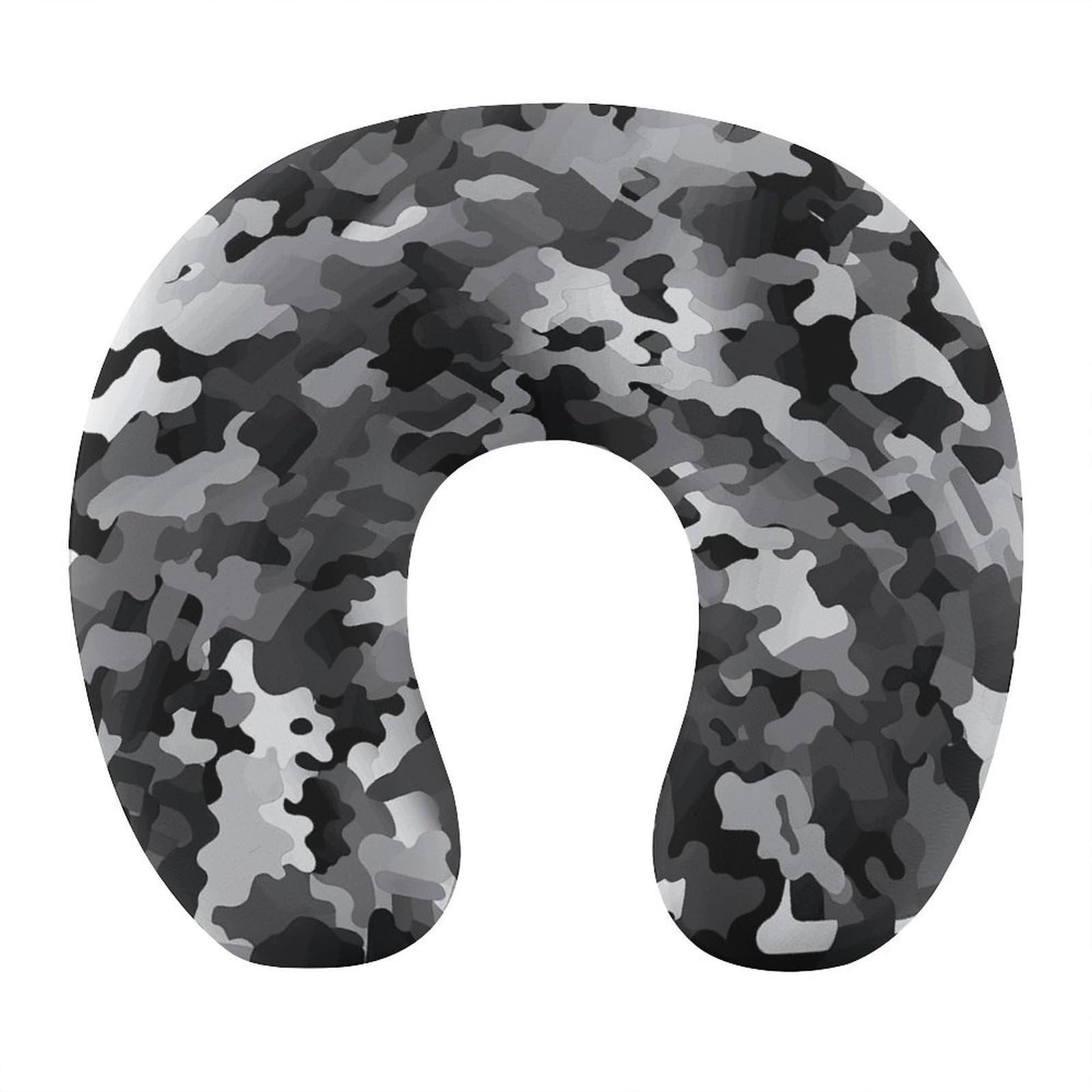 VstaDank Black White Gray Camouflage Neck Pillow Soft Comfortable Travel U Shaped Pillows Portable Pillows for Shoulder Memory Foam Head Support Pillow for Airplane Car Home Office