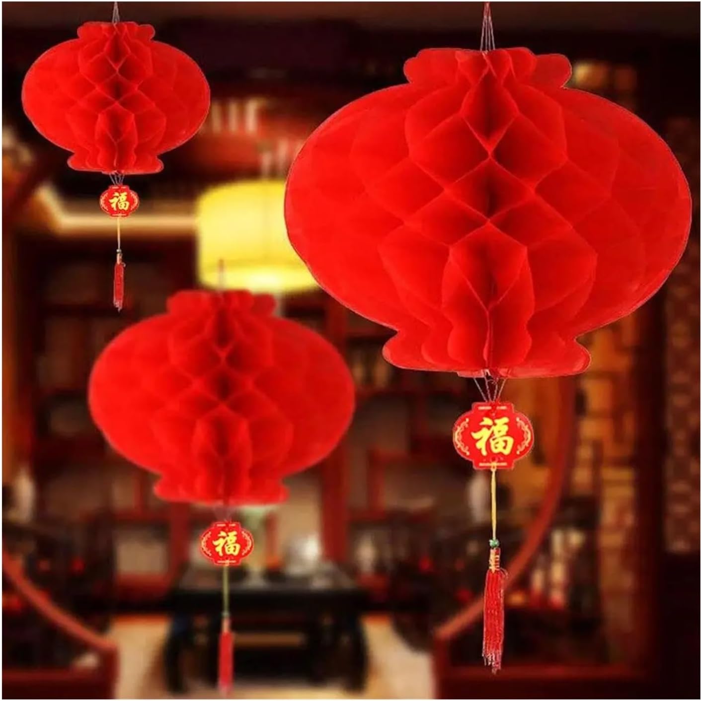 Red Chinese Lanterns New Year Lantern for Chinese New Year Weddings Birthday Reusable Traditional Chinese Red Paper Lantern Red Traditional Hanging Lantern (Color : D) (B)