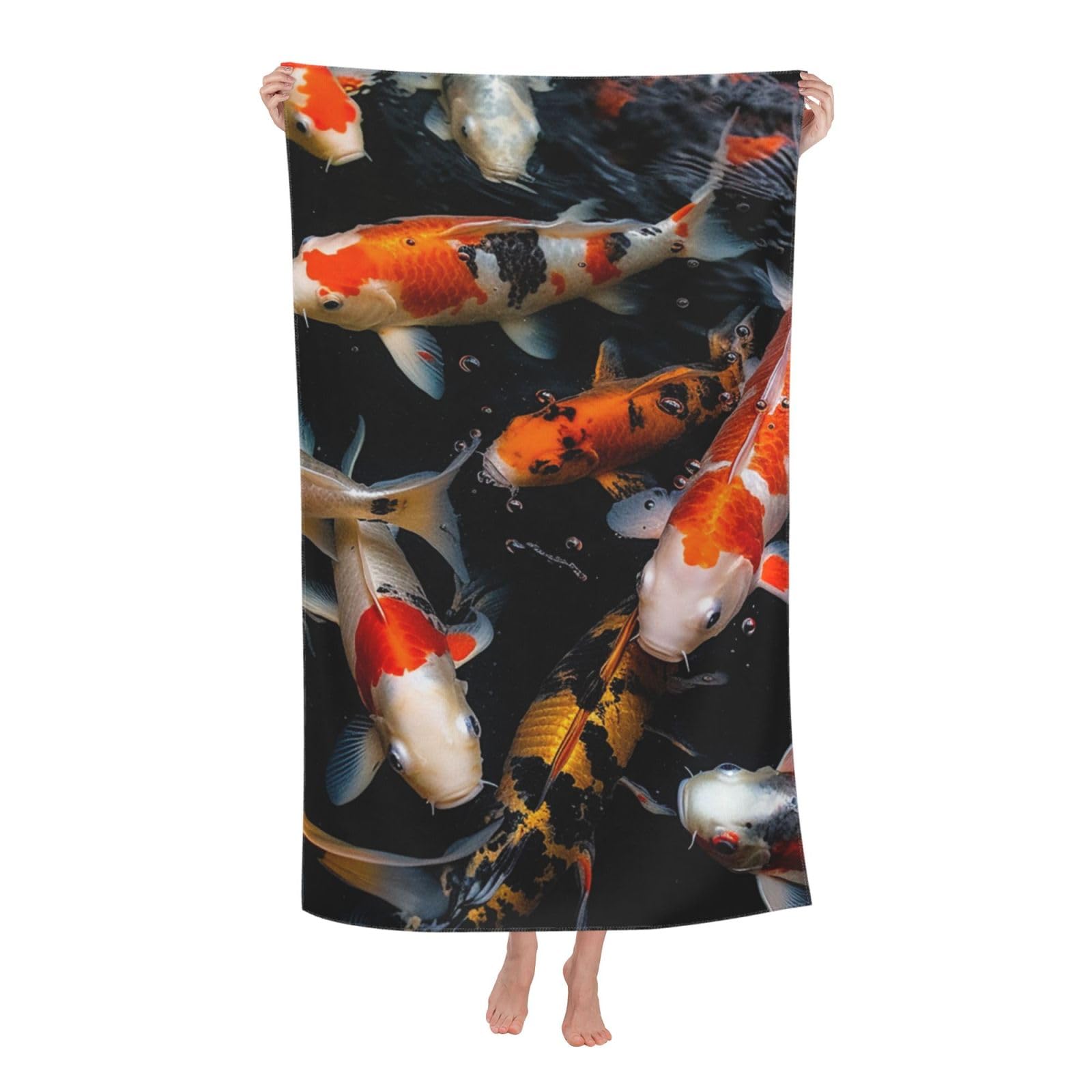 Serviette de plage carpes koï légère, fini le sac lourd avec ce drap de bain portable de 80x130cm