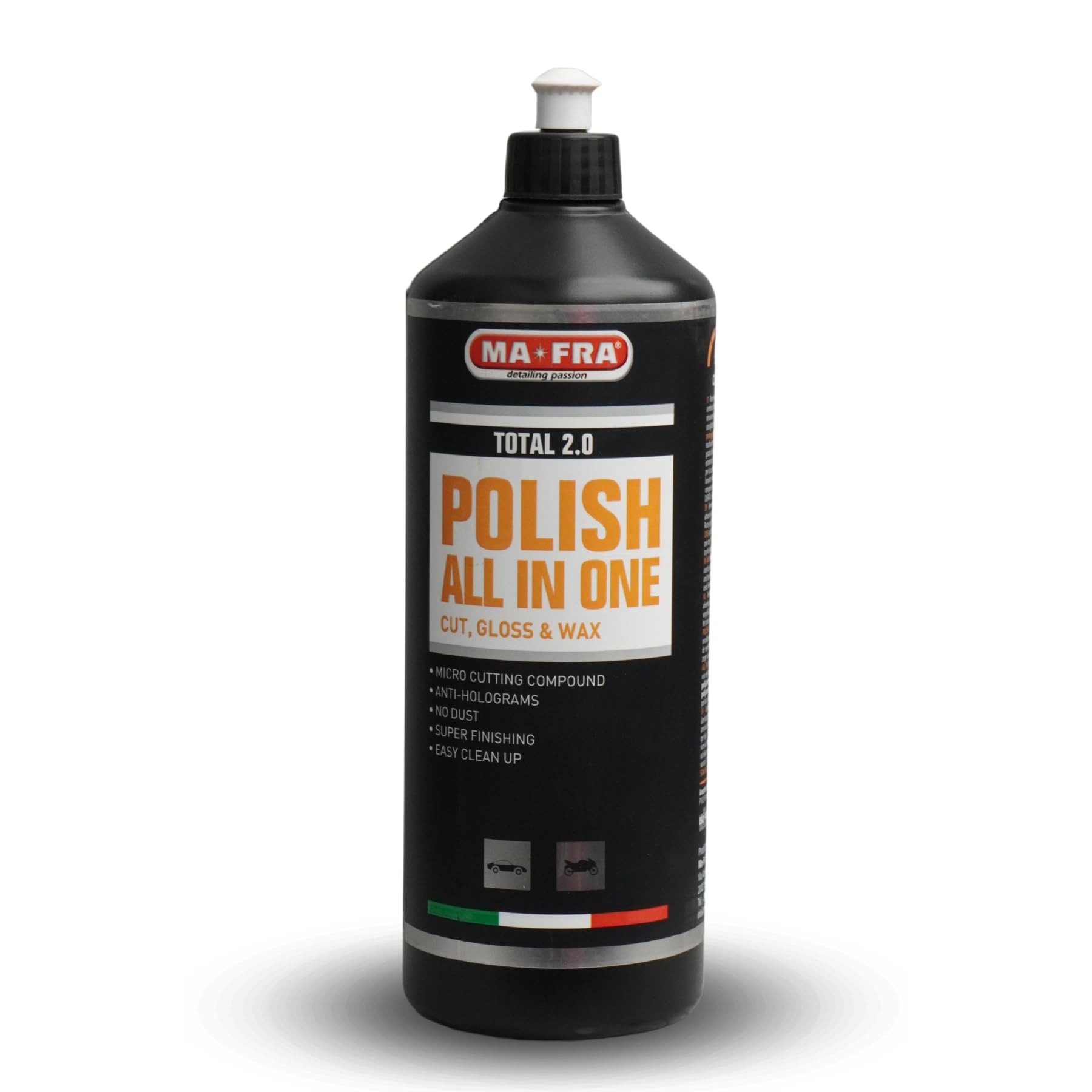 MAFRA Total 2.0 Car Polish (1000g) All In One- Cut, Gloss and Wax | Super Finishing, Microcutting Compound, No Dust, Easy Clean Up | All Painted Surfaces, One Step Polish