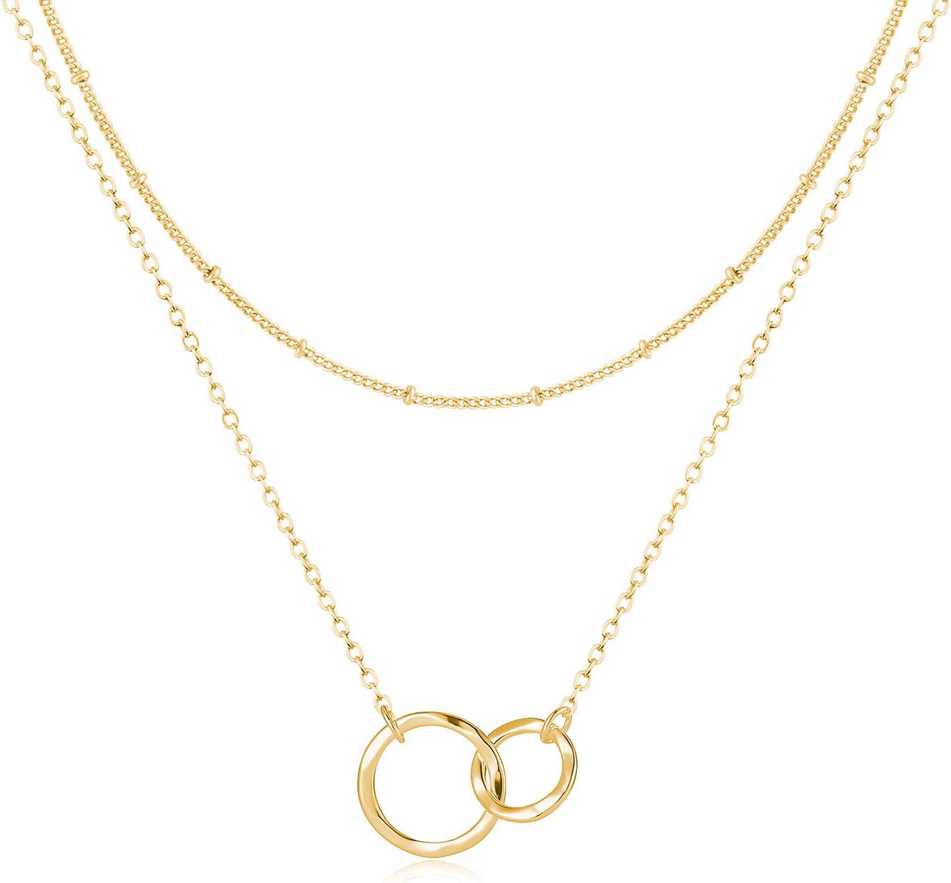 Pendant Necklace Gold Choker Layered Coin Open Karma Circle Full New Crescent Moon 14K Gold Plated Dainty Simple Moon Phase Jewelry for Women Gift