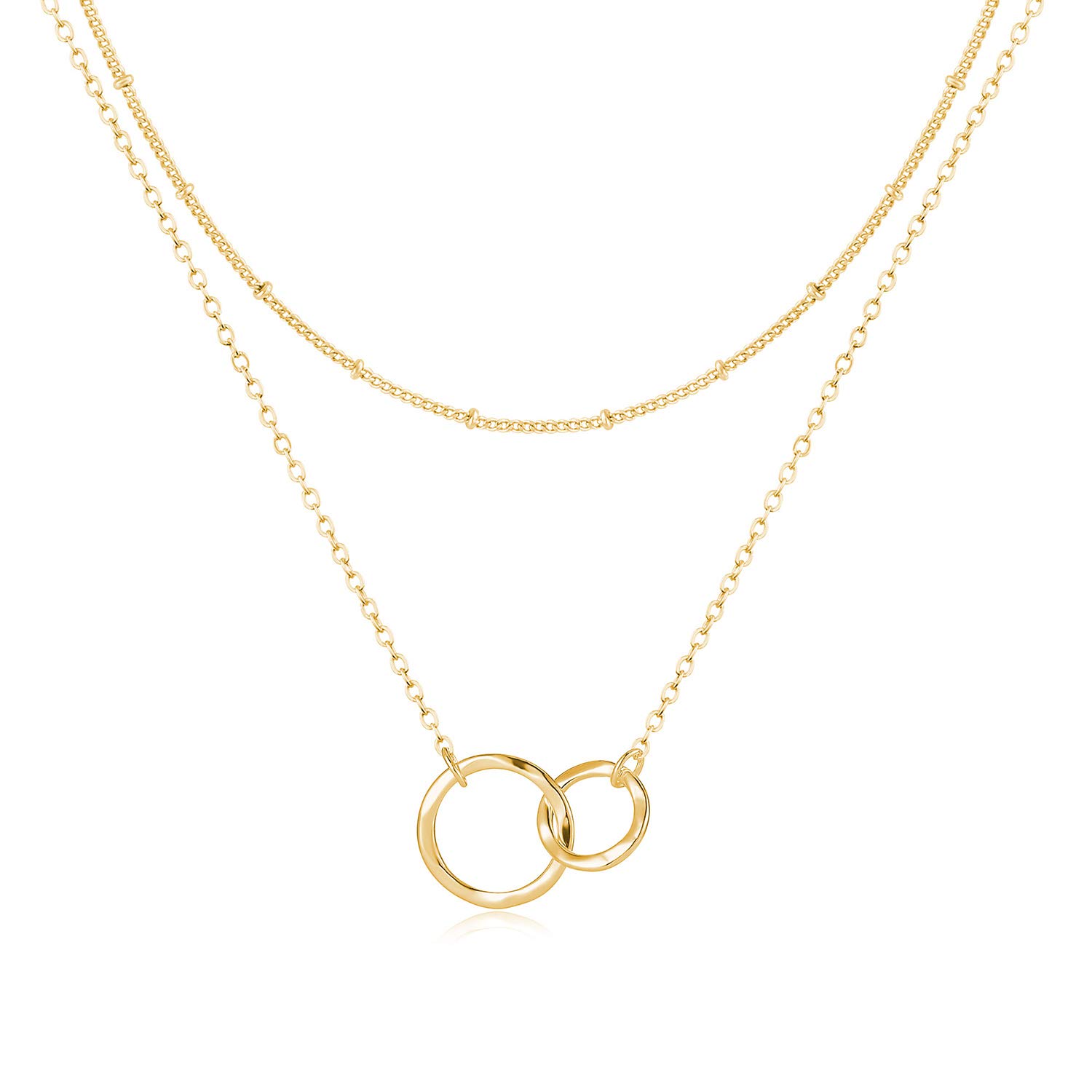 FetteroPendant Necklace Gold Choker Layered Coin Open Karma Circle Full New Crescent Moon 14K Gold Plated Dainty Simple Moon Phase Jewelry for Women Gift