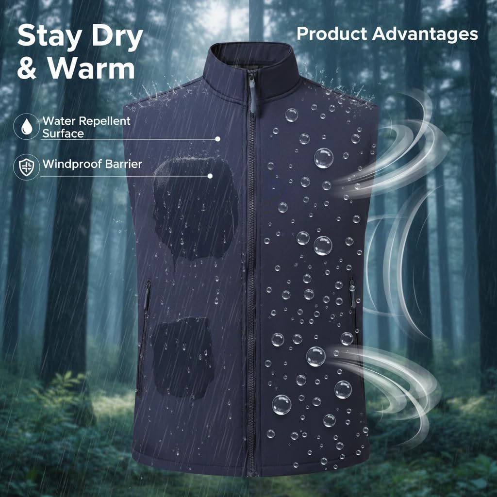 YOUTHUP Mens Golf Vest Outerwear Waterproof Windproof Softshell Vests Zip Up Pockets Sleeveless Jacket Hiking Running Sports - Image 4