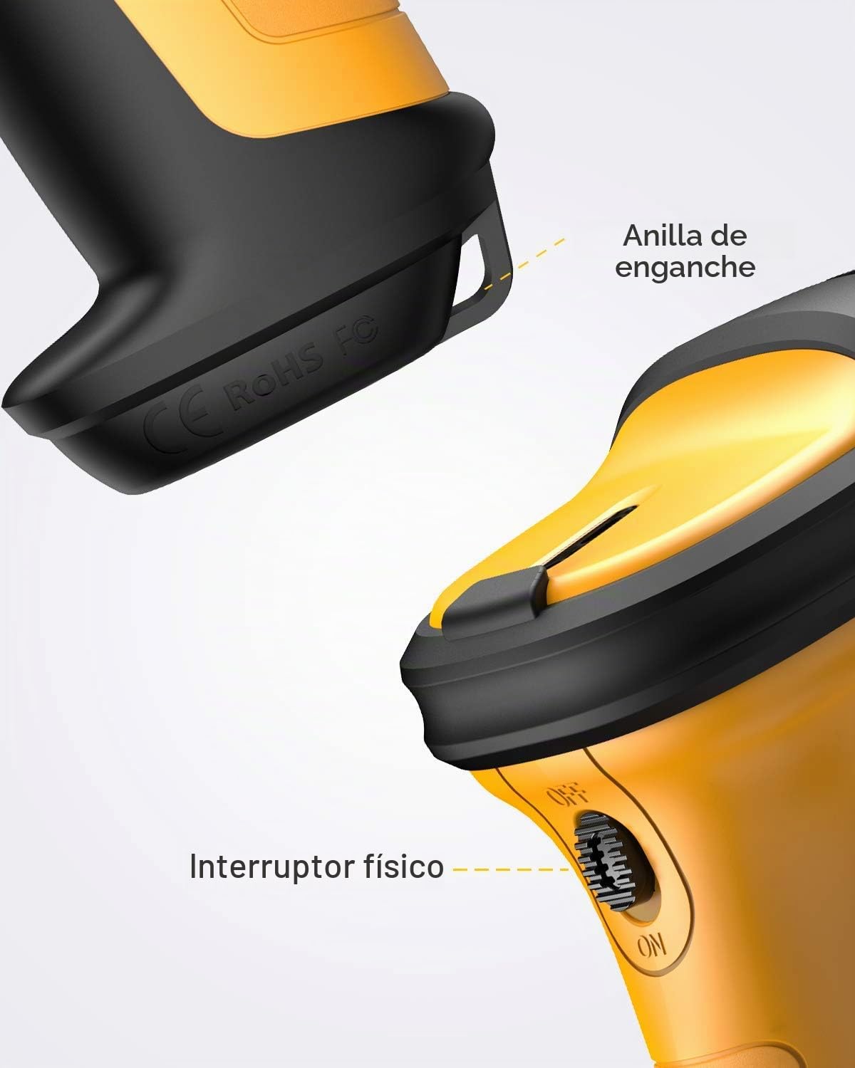 Inateck Lector Codigo Barras Escáner de Códigos Inalámbrico 2.4GHz Barcode Scanner | Alcance 60m Batería 2600mAh Duración batería Uso ininterrumpido 1 Mes Lectura automática rápida y precisa P6