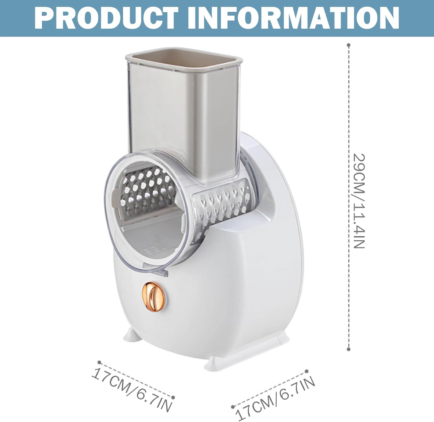 Electric Cheese Grater Detachable Automatic Cheese Grater with 3 Different Shapes Blades USB Rechargeable for Fruits, Vegetables Electric, Automatic