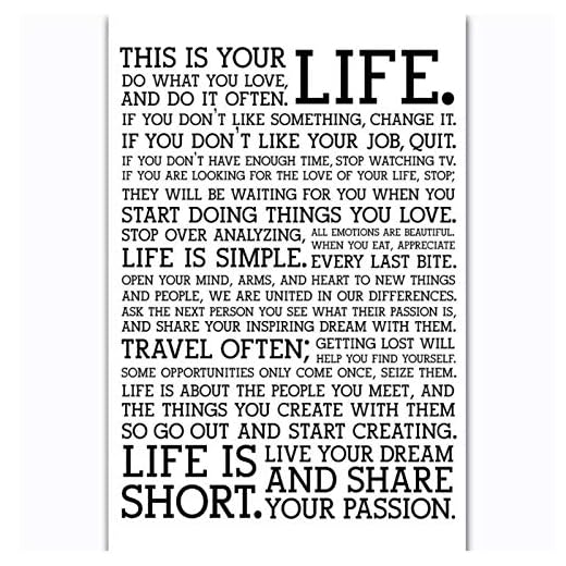FACAIA Holstee Manifesto Life Motivierende Wandkunst-Poster und Drucke, Leinwandgemälde, Wohnzimmer, Heimdekoration, 50 x 70 cm, ohne Rahmen