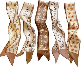 5 bufandas para mujer, ligeras, multifuncionales, para bolsos, bufandas de satén, accesorios de moda, regalos, 35 x 2.7 pulgadas