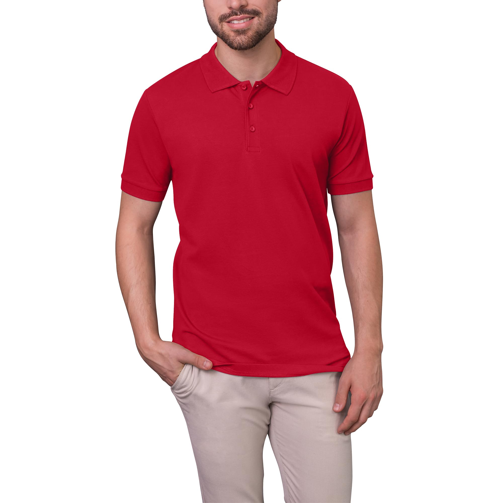HRM Herren Luxury Stretch Polo I Premium Polo Shirt Herren aus 95% Baumwolle & 5% Elasthan I Basic Polohemd bis 40°C waschbar I Hochwertige & nachhaltige Herren-Bekleidung