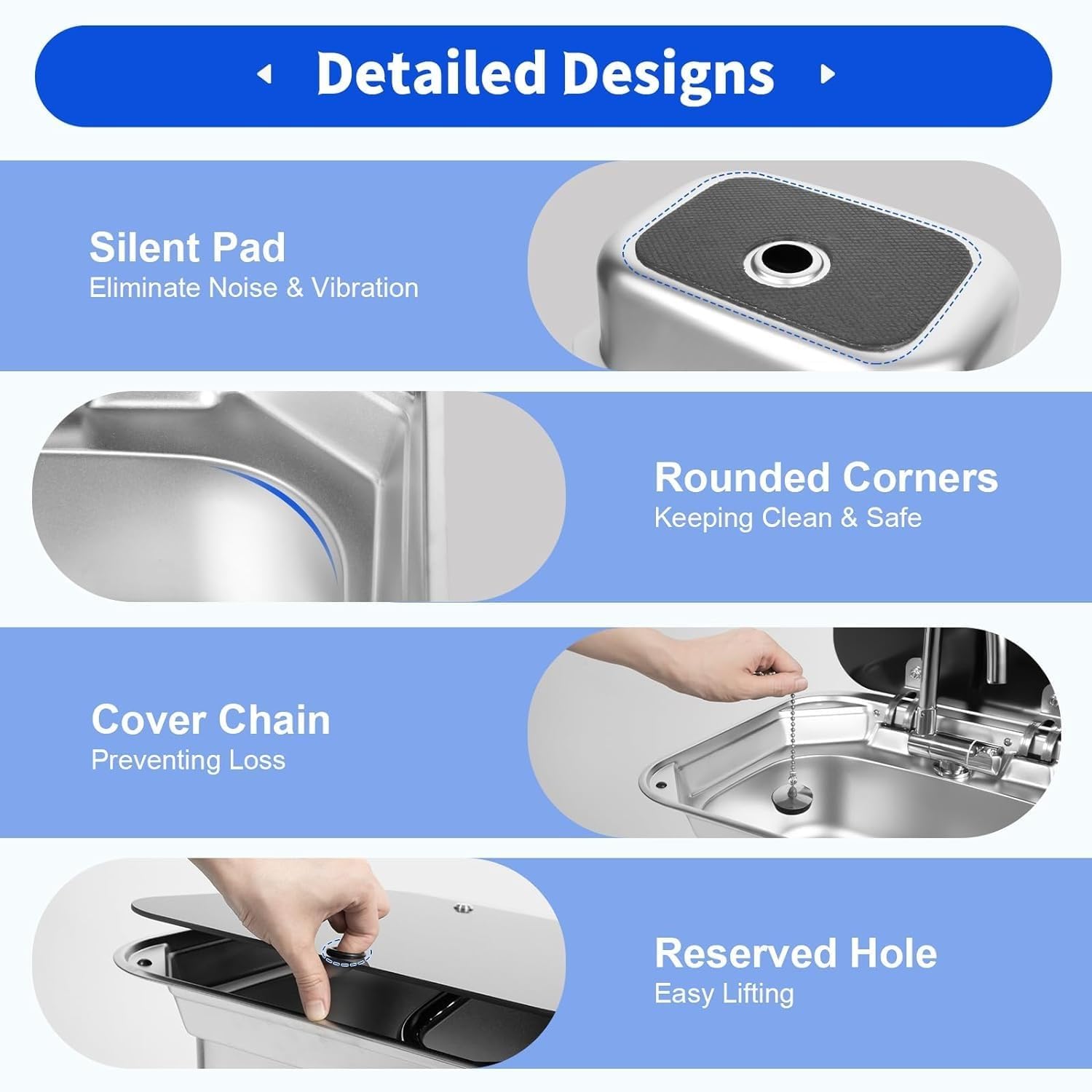 Fregadero para autocaravana, fregadero de cocina de acero inoxidable con grifo plegable y tapa de vidrio, fregaderos empotrables, lavabos de un solo tazón, kit de fregadero para autocaravana,remolque
