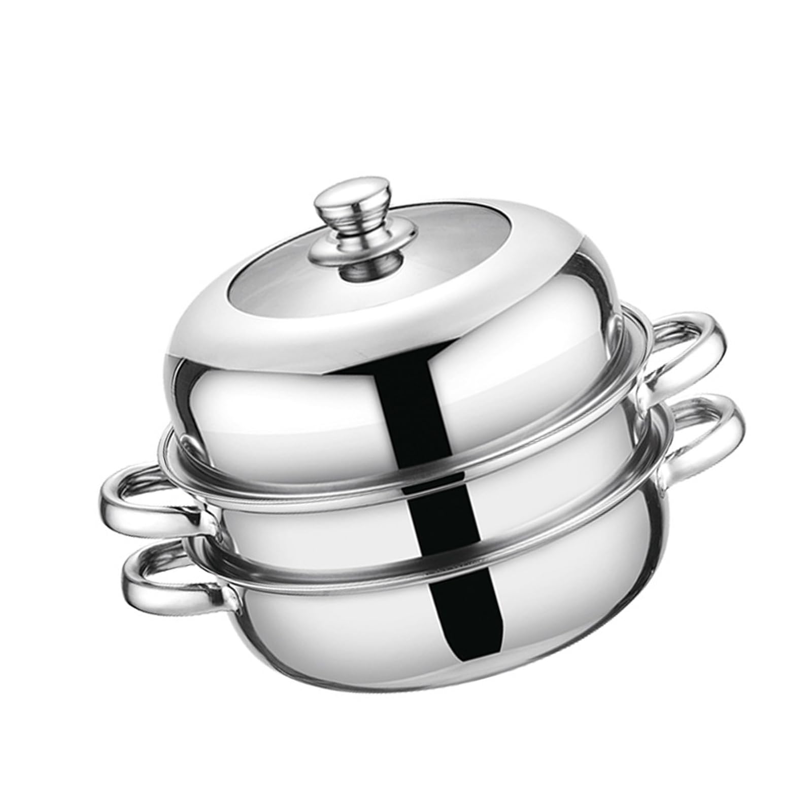 Shurhome Nonrust Steel Double Layer Steamer Pots Sturdy Multiple Layer Cookware for Family Meals and Holiday Cooking Nonrust Steel Steamer with Cool Handle