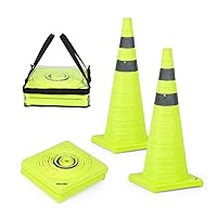 Vista 28 de BATTIFE [Paquete de 4] Conos de tráfico de seguridad plegables de 18 pulgadas, conos naranjas, conos emergentes multiusos con collar reflectante